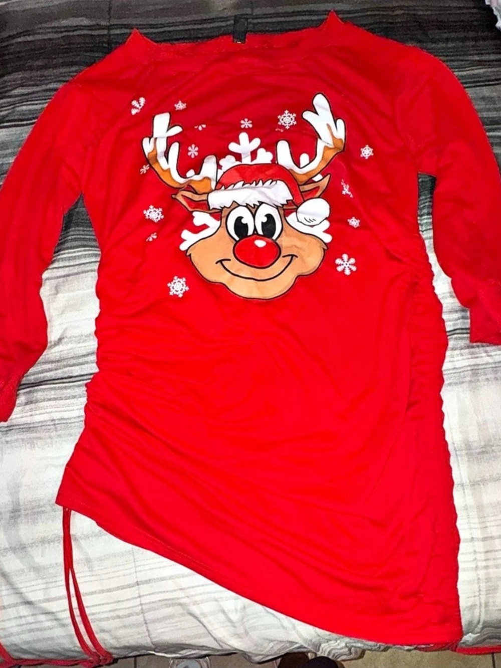 Red Long Sleeve Ruched Top
